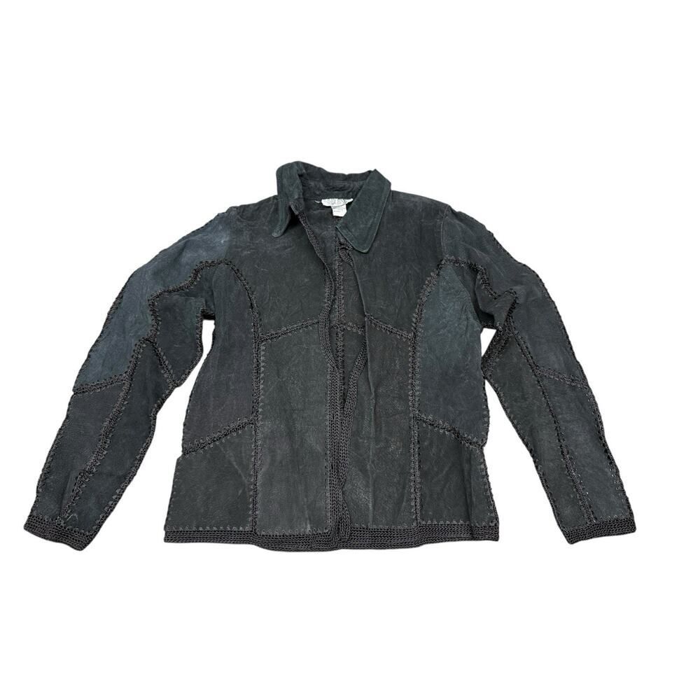 Vintage Selene Sport Suede Patchwork Jacket Black Leather Boho Western S - Picture 3 of 14